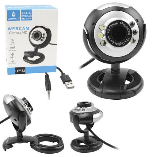 Webcam - 720P USB 2.0 Com 6 Leds e Microfone LEY-53 LEHMOX