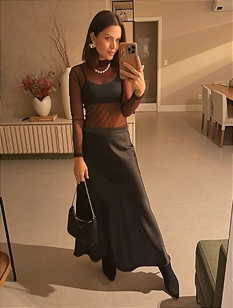 Saia Midi Fran Preta