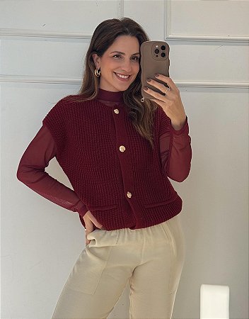 Blusa Fran Tule Vinho