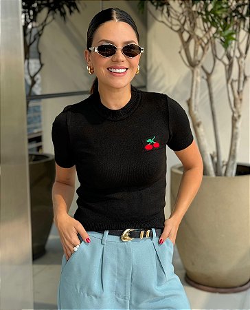 Blusa Cereja Preta