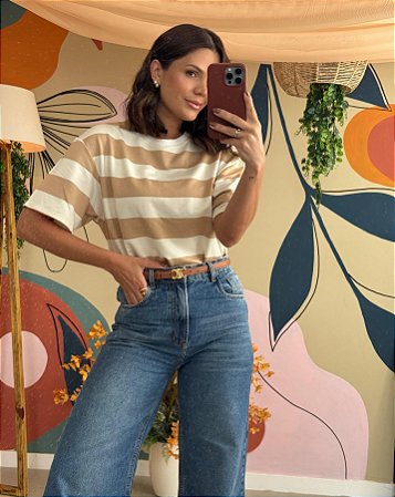 Blusa Listras Bruna Camel