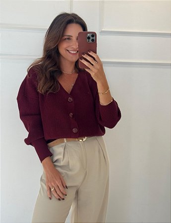Casaco Tricô Joana Vinho