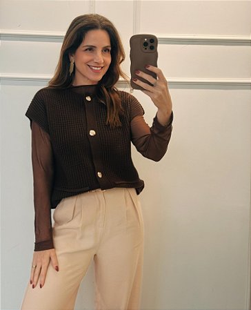 Blusa Tricô Bia Marrom