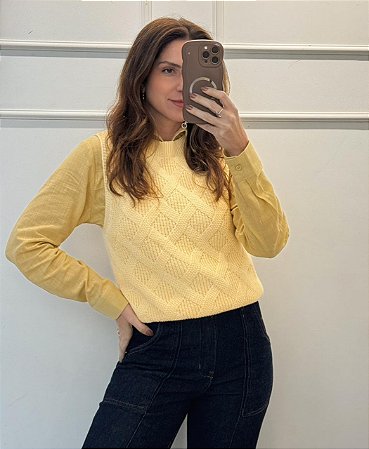 Colete Tricô Nati Amarelo