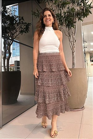 Saia Midi Ayla Marrom