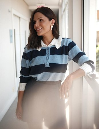 Blusa Tricô Nina Azul