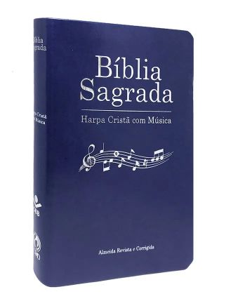 BIBLIA SAGRADA HARPA COM MUSICA CP LUXO AZUL