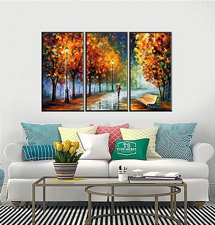 Quadros urbanos impressão em canvas  com moldura  em madeira na cor preta