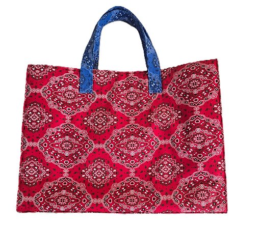 Bolsa grande verde e vermelho.