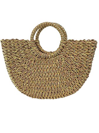 Bolsa de palha dourada.