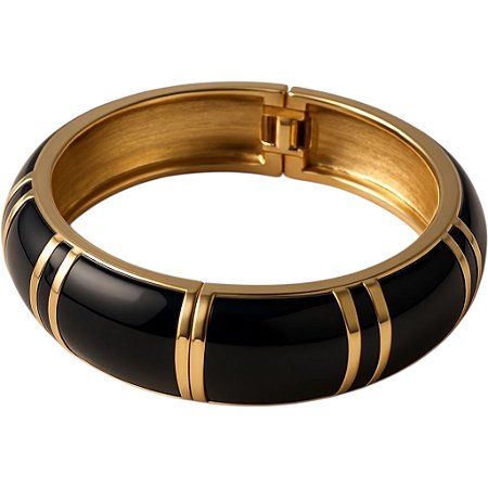 Bracelete Preto com dourado.
