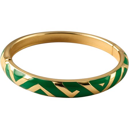 Bracelete dourado e verde.