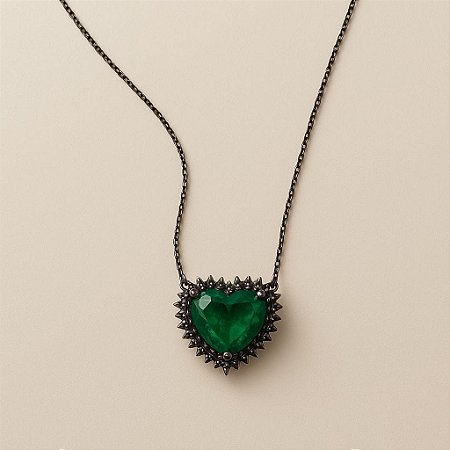 Colar coração verde