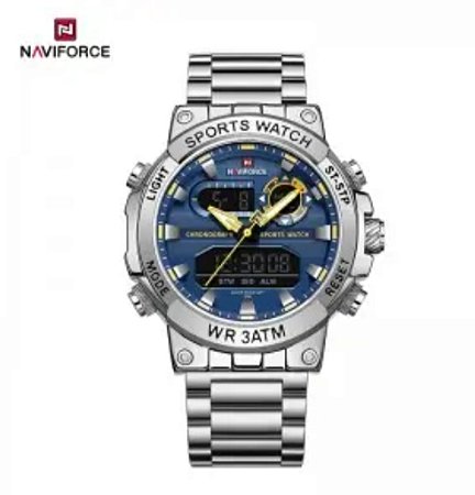 Relógio NAVIFORCE fundo azul.