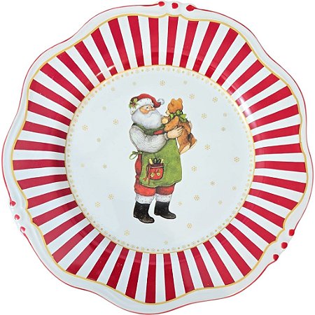 Prato raso Natalino papai noel - 27 cm.