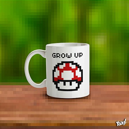 Caneca Cogumelo Pixel Grow Up