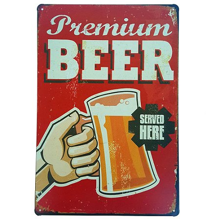 Placa de Metal Decorativa Premium Beer - 30 x 20 cm