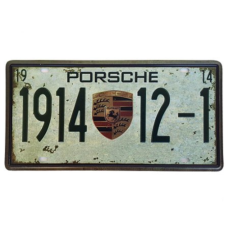 Placa de Metal Decorativa Porsche 1914 - 30,5 x 15,5 cm
