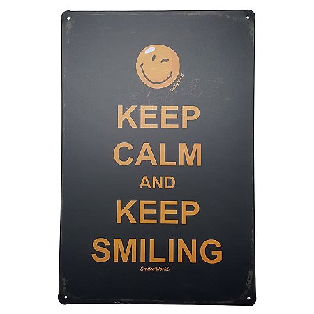 Placa de Metal Decorativa Keep Calm Keep Smiling