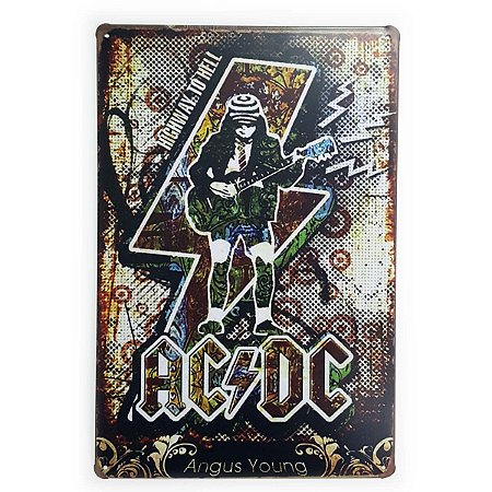 Placa de Metal ACDC Angus Young - 30 x 20 cm