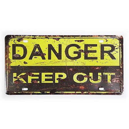 Placa de Metal Decorativa Danger Keep Out - 30 x 15 cm