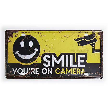 Placa de Metal Decorativa Smile - 30 x 15 cm