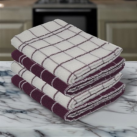 Kit 4 Panos de Copa Chef TEKA 70 x 45 cm 100% Algodão Roxo
