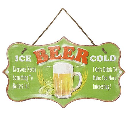 Placa de Metal Alto Relevo Ice Beer Cold