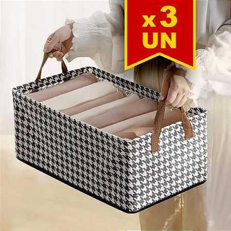 Kit 3 Caixas Organizadoras de roupas Dobrável Otimiza Armários