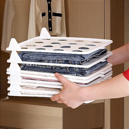 Organizador de Camisetas Empilhável para Armários e Gavetas
