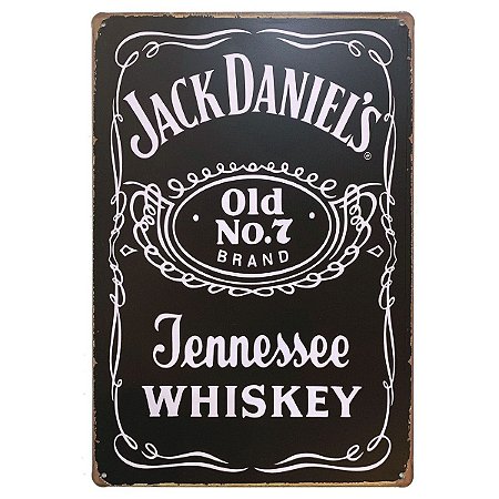 Placa de Metal Jack Daniel's Jennessee Whiskey - 30 x 20 cm