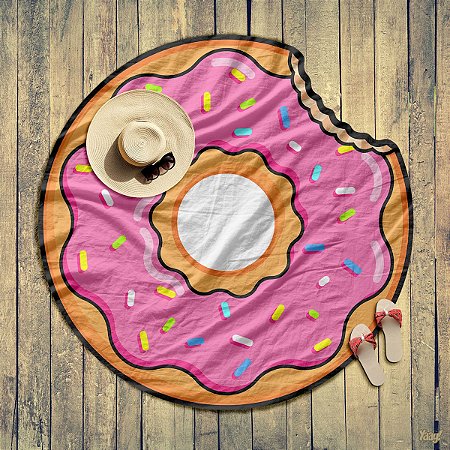 Toalha de Praia estilo Canga Donut Morango