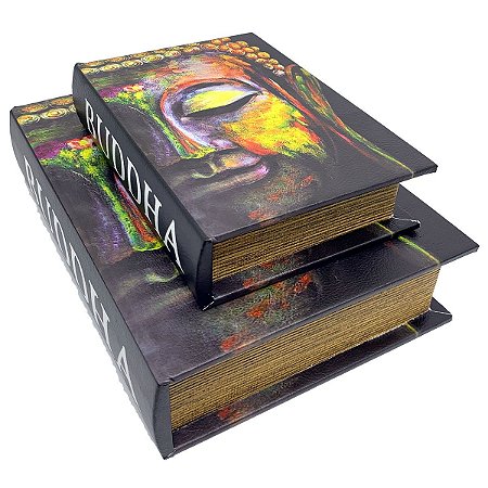 Kit Caixa Livro Decorativa Buda Colors - 2 peças