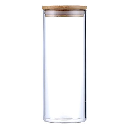 Pote Hermético Vidro Tampa Bambu 25 x 10 cm 1800ml
