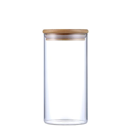 Pote Hermético Vidro Tampa Bambu 20 x 10 cm 1400ml
