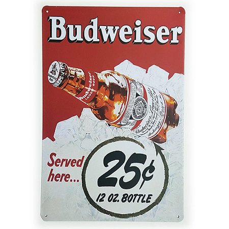 Placa de Metal Decorativa Budweiser