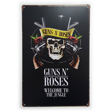 Placa de Metal Guns n' Roses Welcome to the Jungle - 30 x 20 cm