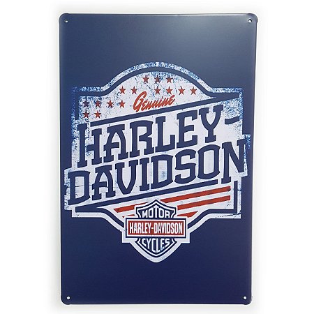 Placa de Metal Harley-Davidson Genuine - 30 x 20 cm