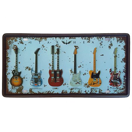 Placa de Metal Decorativa Guitar Heaven - 30,5 x 15,5 cm