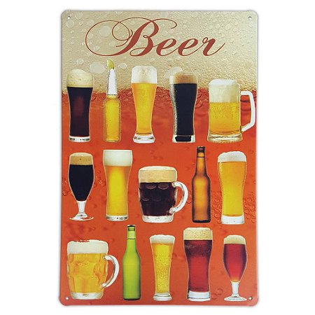 Placa de metal decorativa Retrô Beer