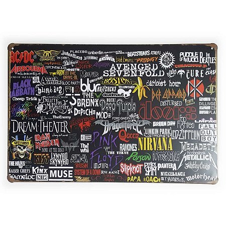 Placa de Metal Bandas - 30 x 20 cm