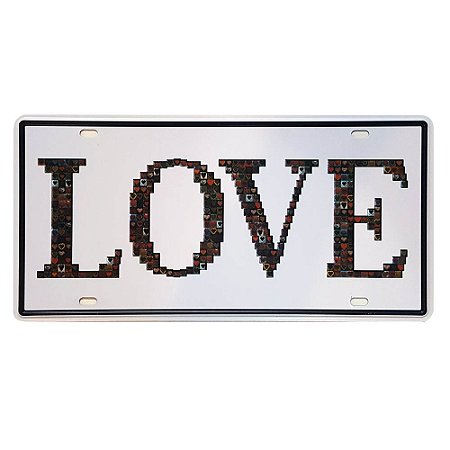 Placa de Metal Decorativa Love - 30,5 x 15,5 cm