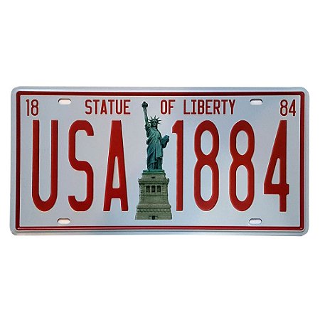 Placa de Metal Decorativa USA 1884 - 30,5 x 15,5 cm