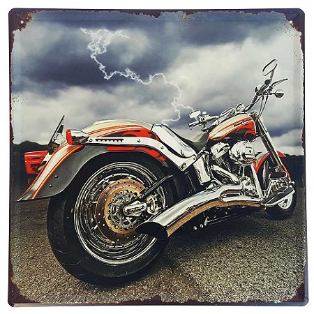 Placa de Metal Decorativa Harley Davidson Raio - 30 x 30 cm