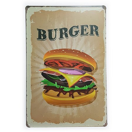 Placa de Metal Burger - 30 x 20 cm