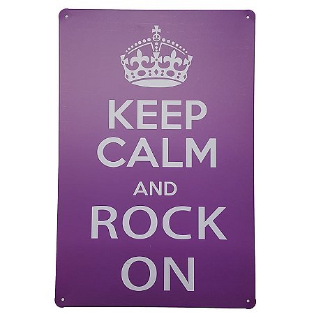 Placa de Metal Decorativa Keep Calm Rock on