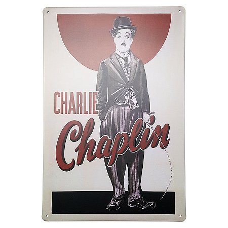 Placa de Metal Decorativa Charlie Chaplin