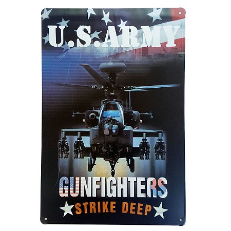 Placa de Metal Decorativa US Army Strike Deep - 30 x 20 cm