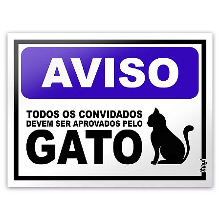 Placa Aprovados pelo Gato - 15 x 20 cm