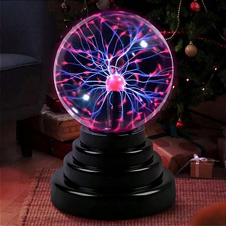 Globo de Plasma Luminária de Raios Plasma Ball USB ou pilhas
